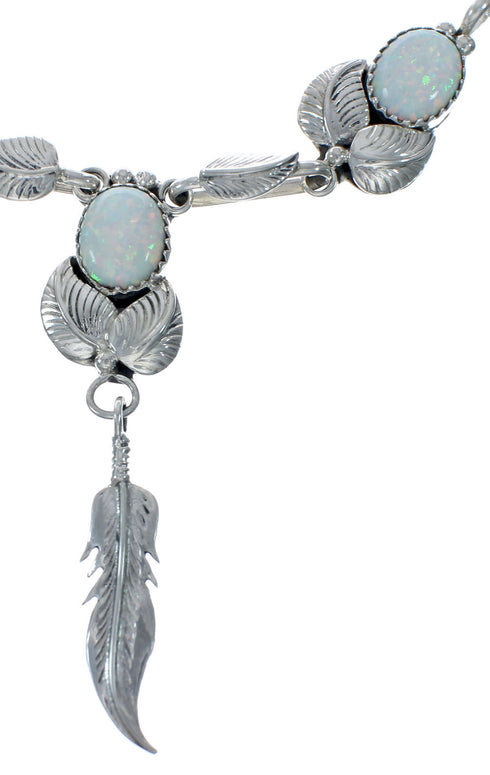 Navajo Sterling Silver Opal Pendant Chain Necklace X11169